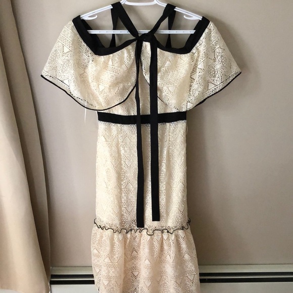 Cream and black lace midi dress - Picture 2 of 3